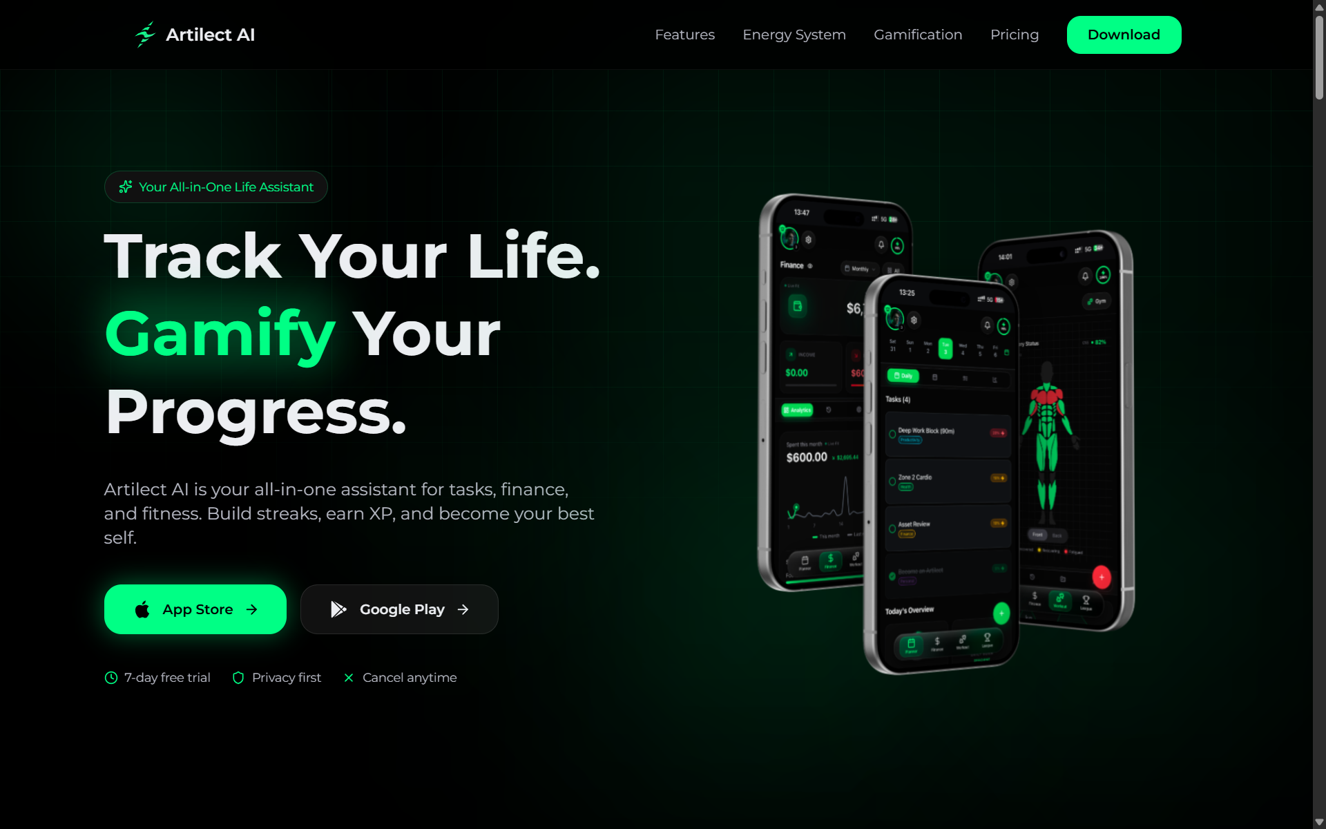 Artilect AI website — Productivity · iOS App — built by Omnity Technologies