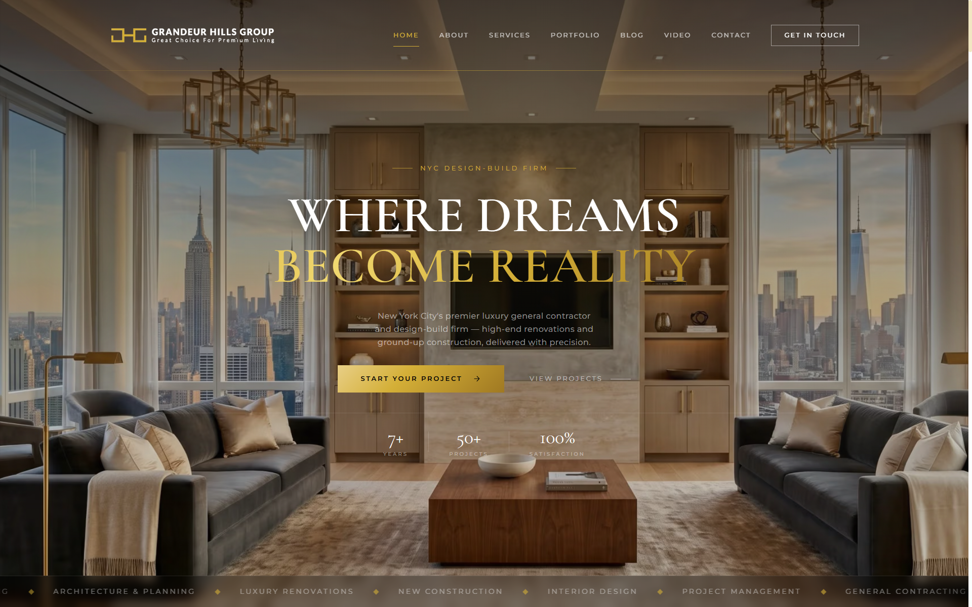 Grandeur Hills Group website — New York · Luxury Construction — built by Omnity Technologies